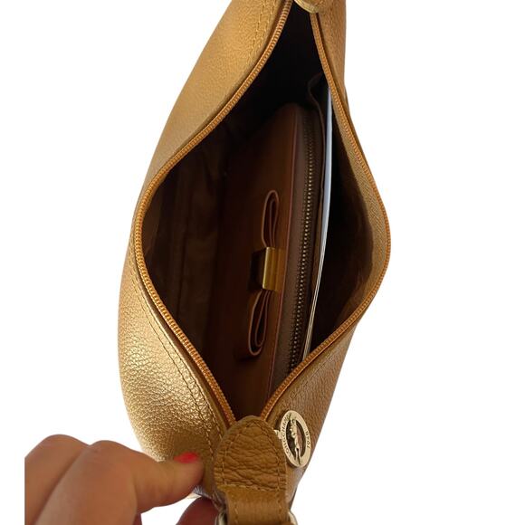 Vintage Longchamp Veau Foulonné Beige Leather Crossbody Shoulder Bag France - Picture 7 of 10